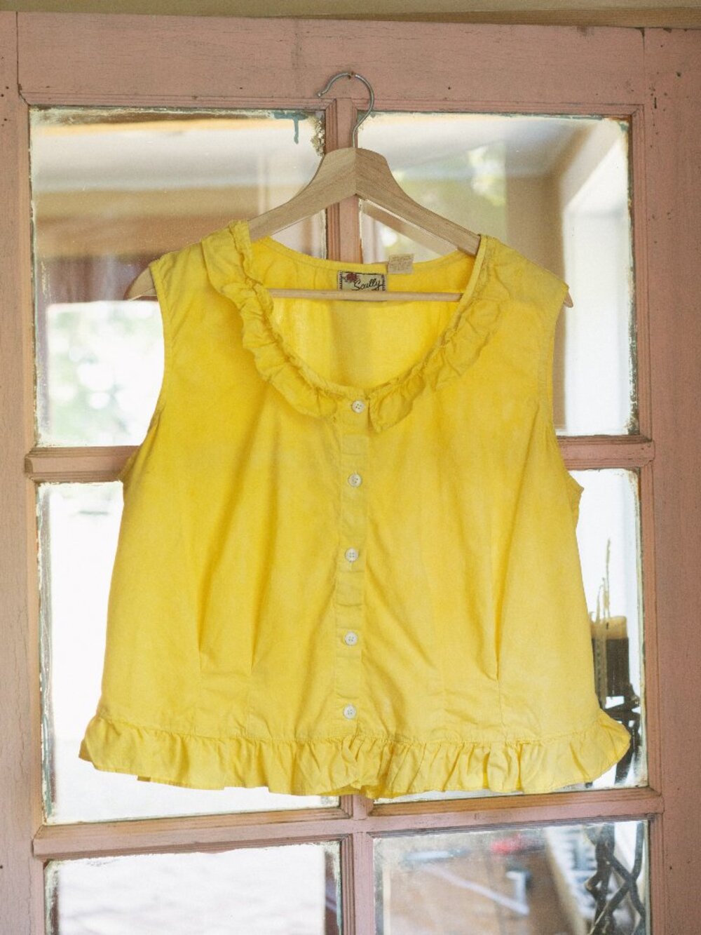 SCULLY Botanically Dyed Cotton Ruffle Tank